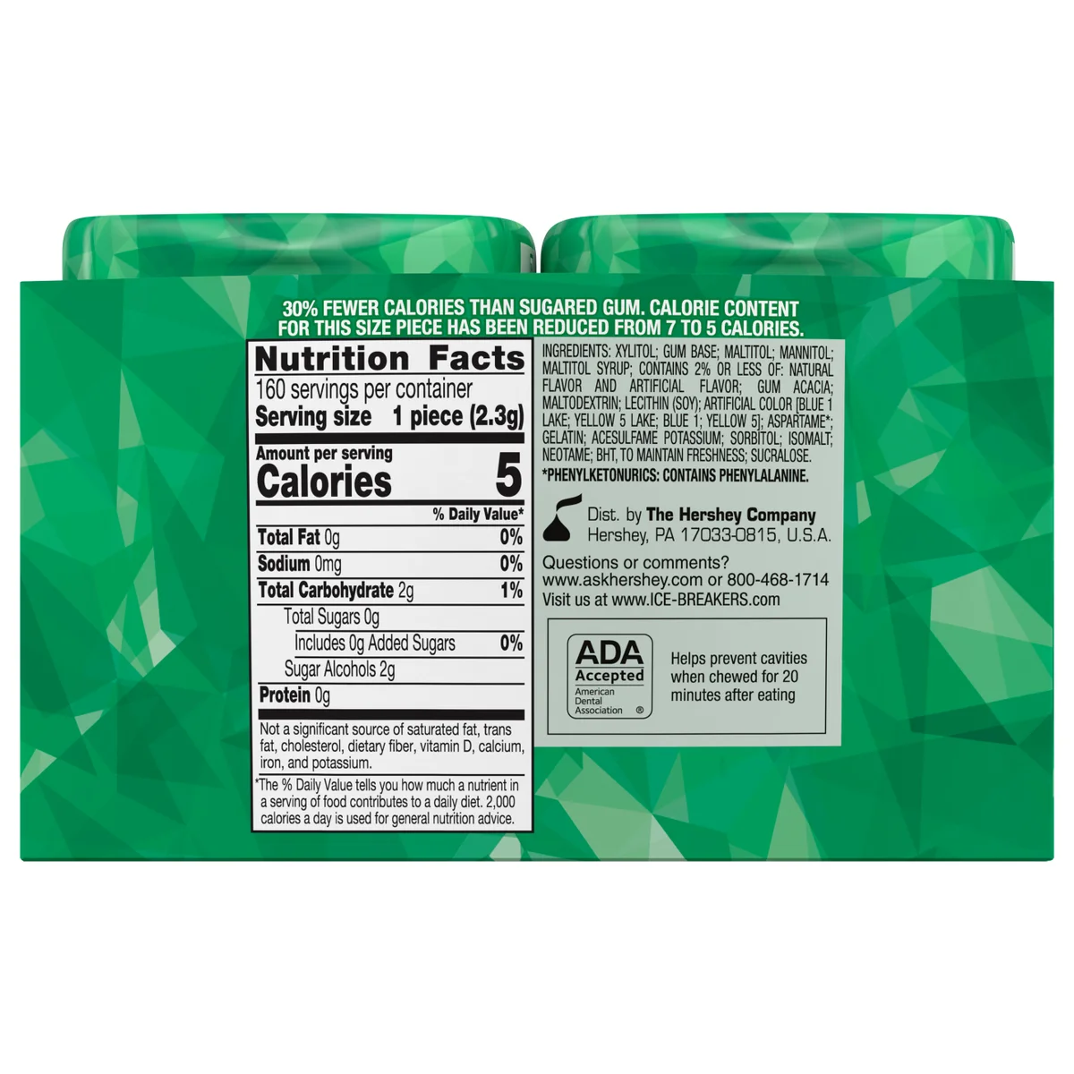 Ice Breakers Ice Cubes Sugar Free Gum, Spearmint, 40 pieces, 4 ct