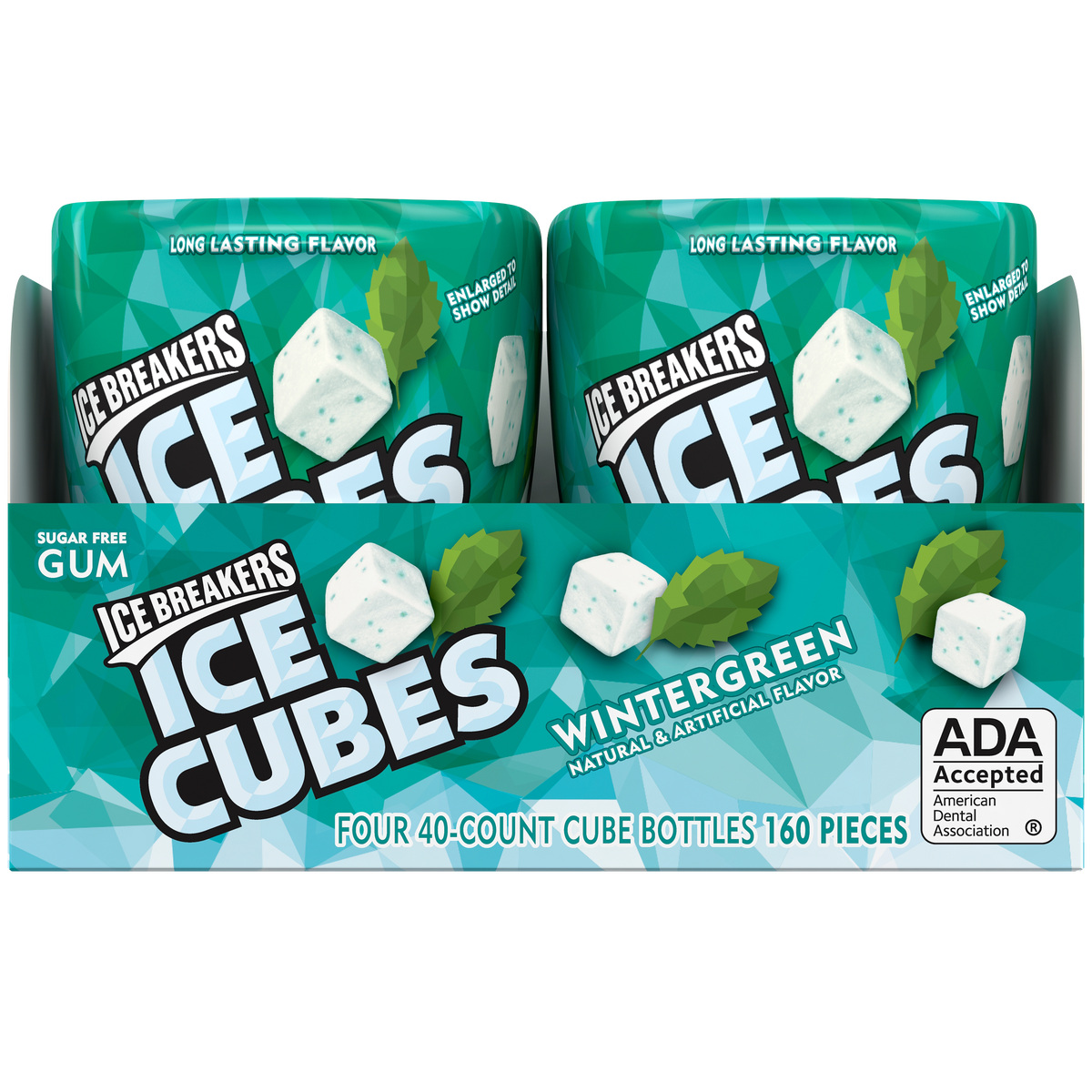 Ice Breakers Ice Cubes Sugar Free Gum, Wintergreen, 40 pieces, 4 ct