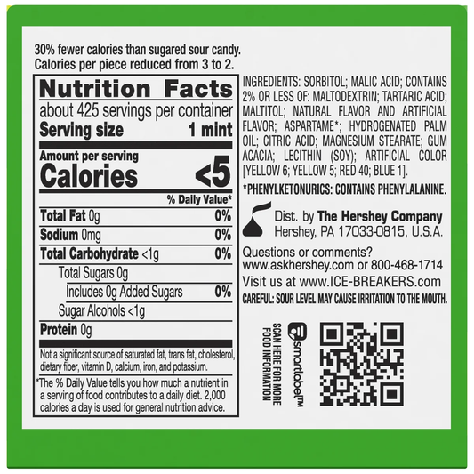 Ice Breakers Sugar Free Sours Mints, Variety Pack, 1.50 oz, 8 ct