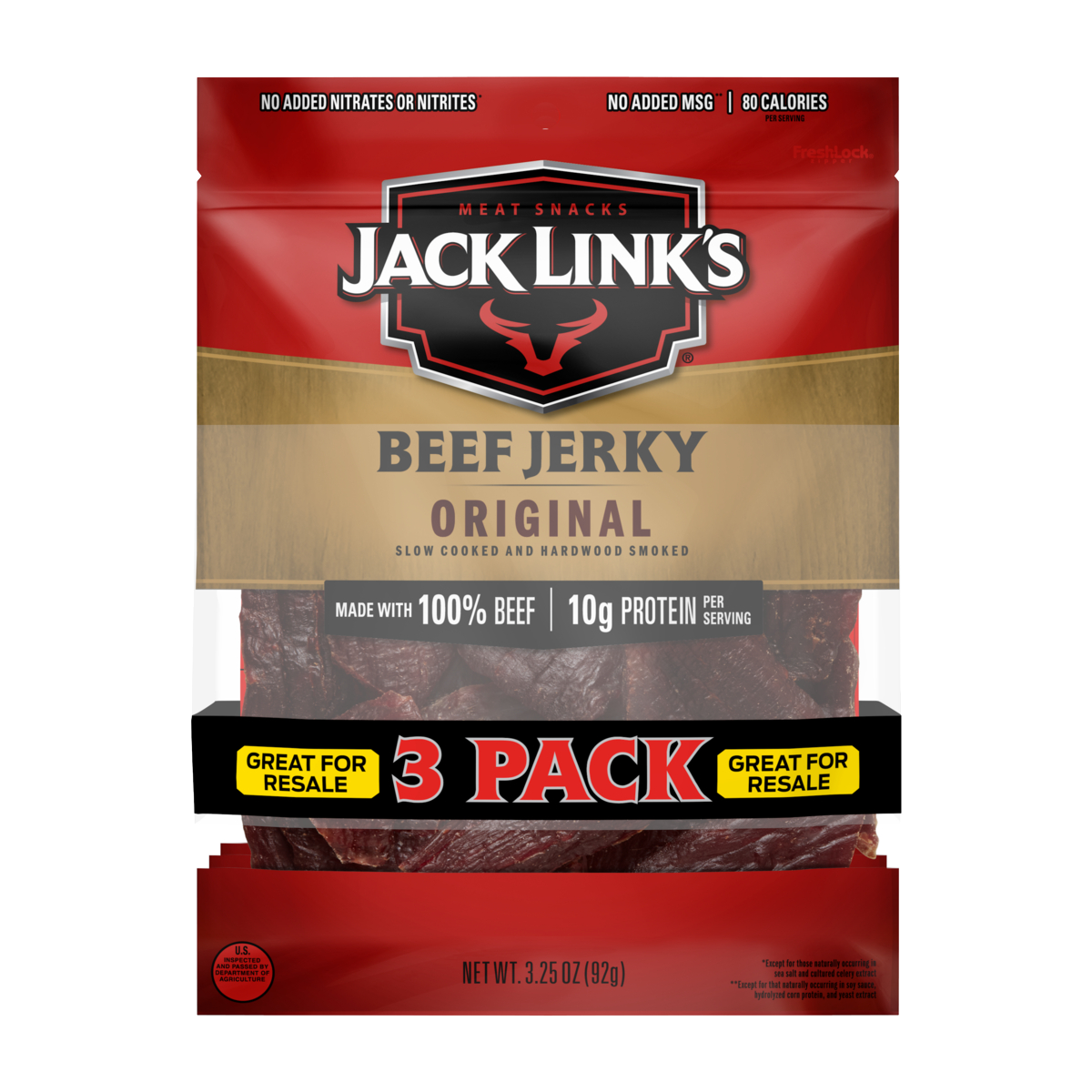 Jack Link's Beef Jerky, Original, 3.25 oz, 3 ct