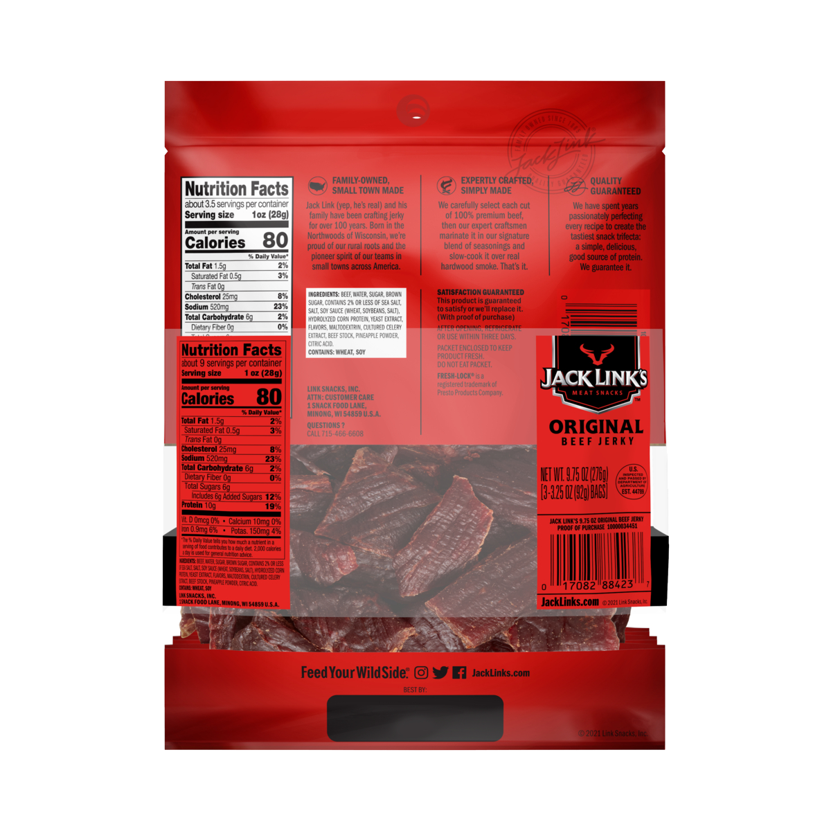 Jack Link's Beef Jerky, Original, 3.25 oz, 3 ct