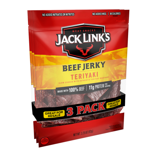 Jack Link's Beef Jerky, Teriyaki, 3.25 oz, 3 ct