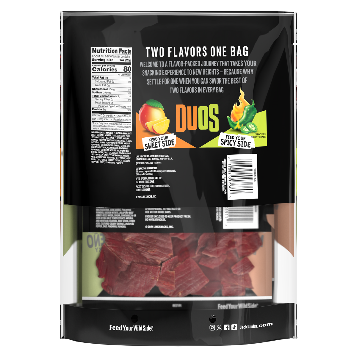Jack Link's Duos Beef Jerky, Mango and Jalapeño, 3.25 oz, 3 ct