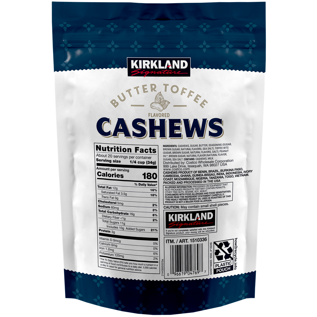 Kirkland Signature Butter Toffee Cashews, 24 oz