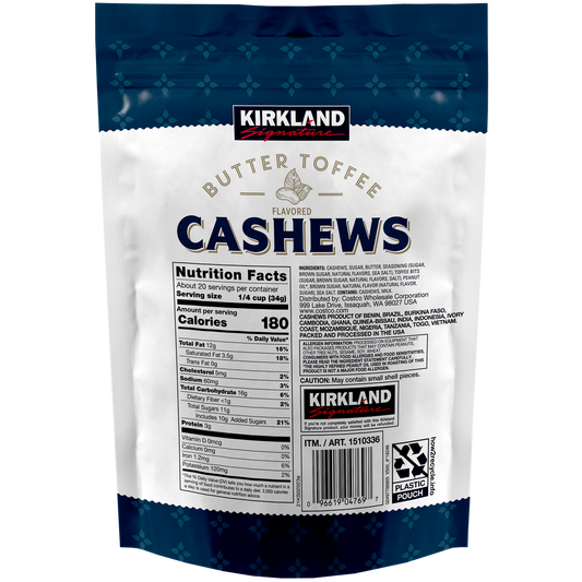 Kirkland Signature Butter Toffee Cashews, 24 oz