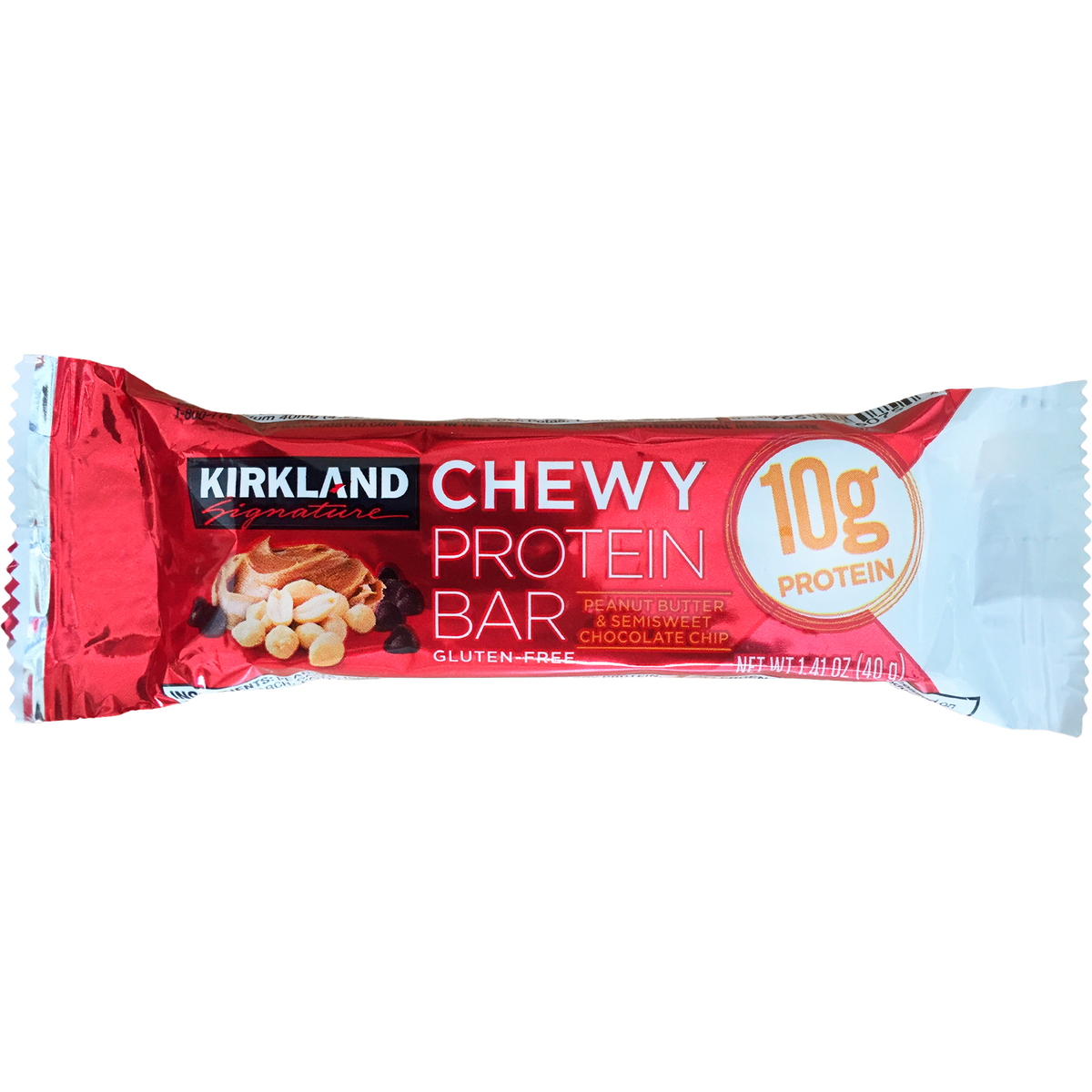 Kirkland Signature Chewy Protein Bar, 10g Protein, Peanut Butter & Semisweet Chocolate Chip, 1.41 oz, 42 ct