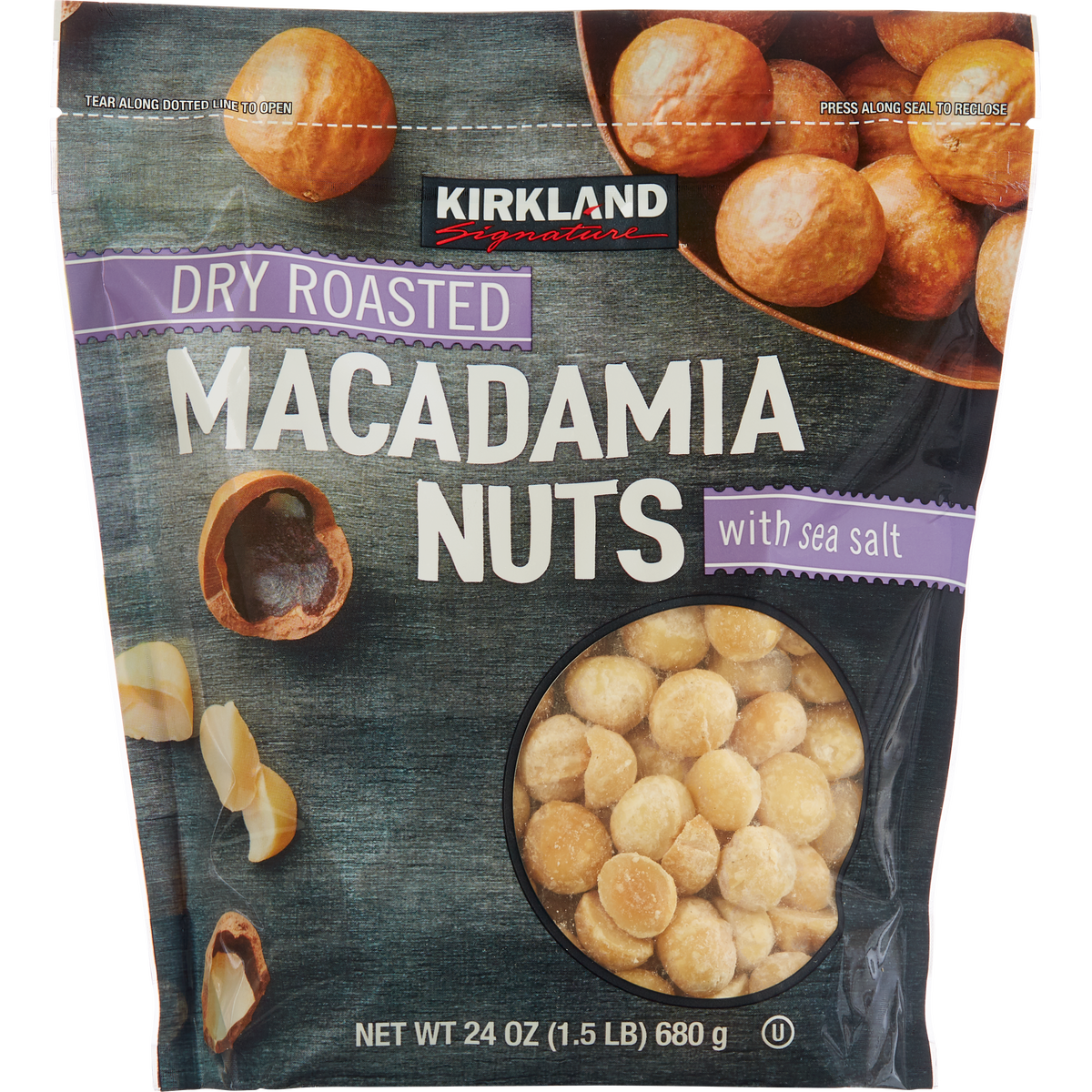 Kirkland Signature Dry Roasted Macadamia Nuts, Salted, 1.5 lbs