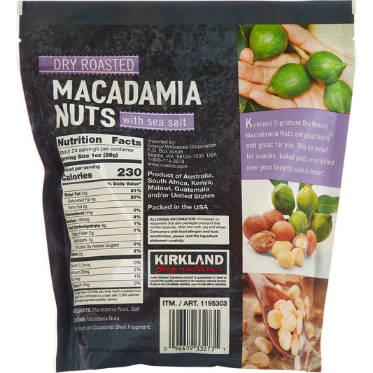 Kirkland Signature Dry Roasted Macadamia Nuts, Salted, 1.5 lbs