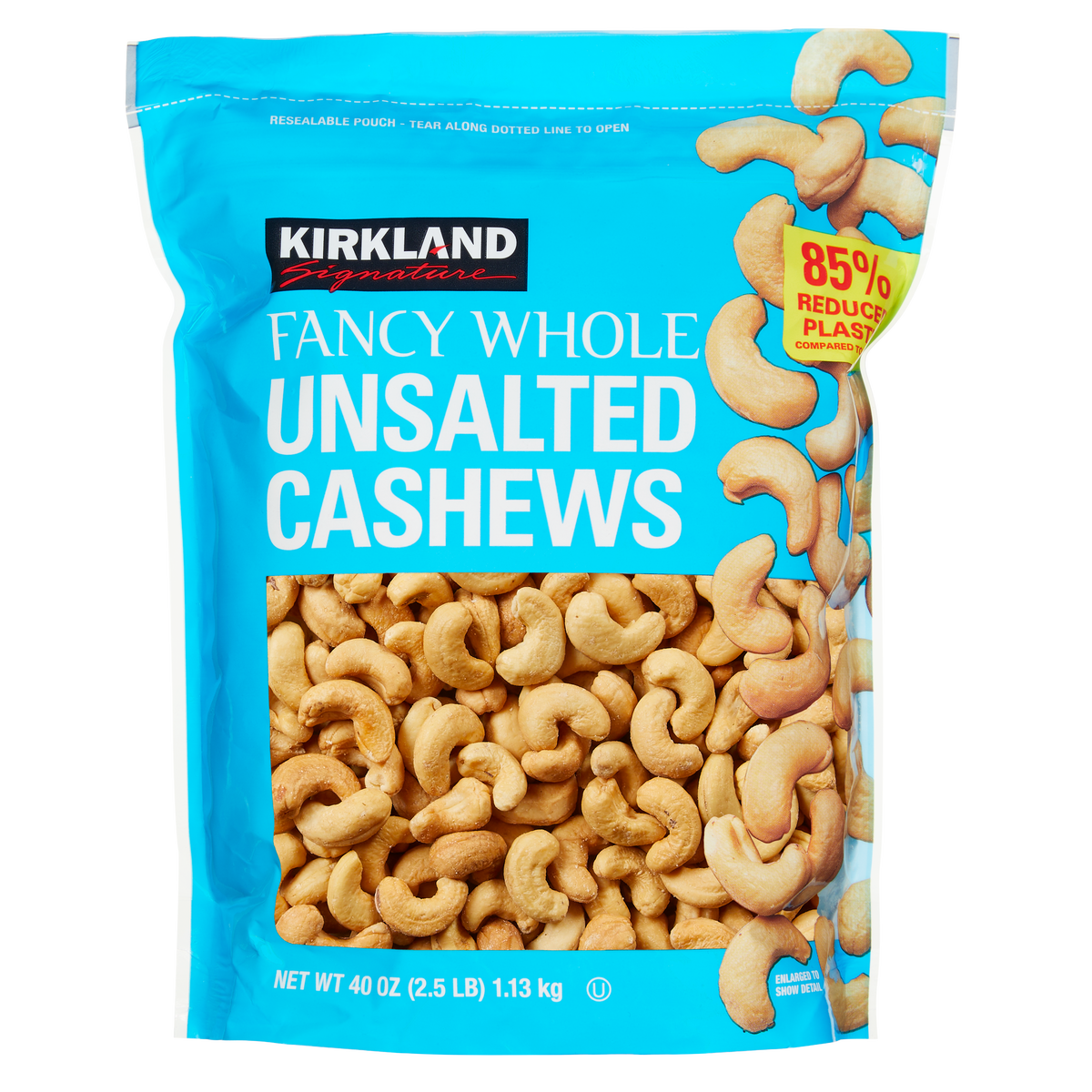 Kirkland Signature Fancy Whole Cashews, Unsalted, 40 oz