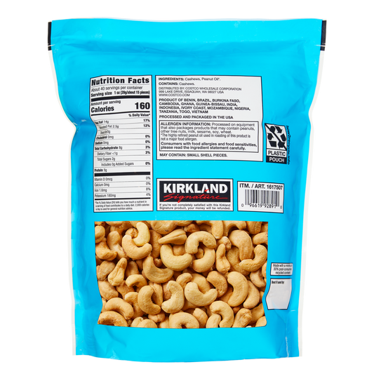 Kirkland Signature Fancy Whole Cashews, Unsalted, 40 oz