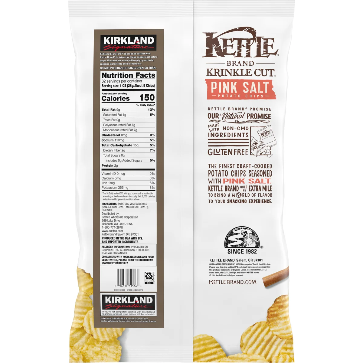 Kirkland Signature Krinkle Cut Kettle Chips, Himalayan Salt, 32 oz
