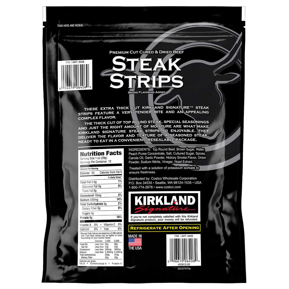 Kirkland Signature Premium Cuts Extra Thick Steak Strips, Natural, 12 oz