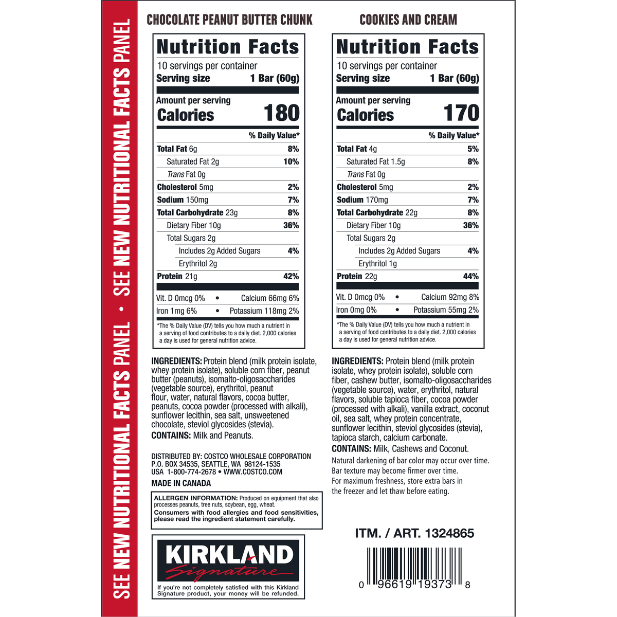 Kirkland Signature Protein Bar, Variety Pack, 2.12 oz, 20 ct