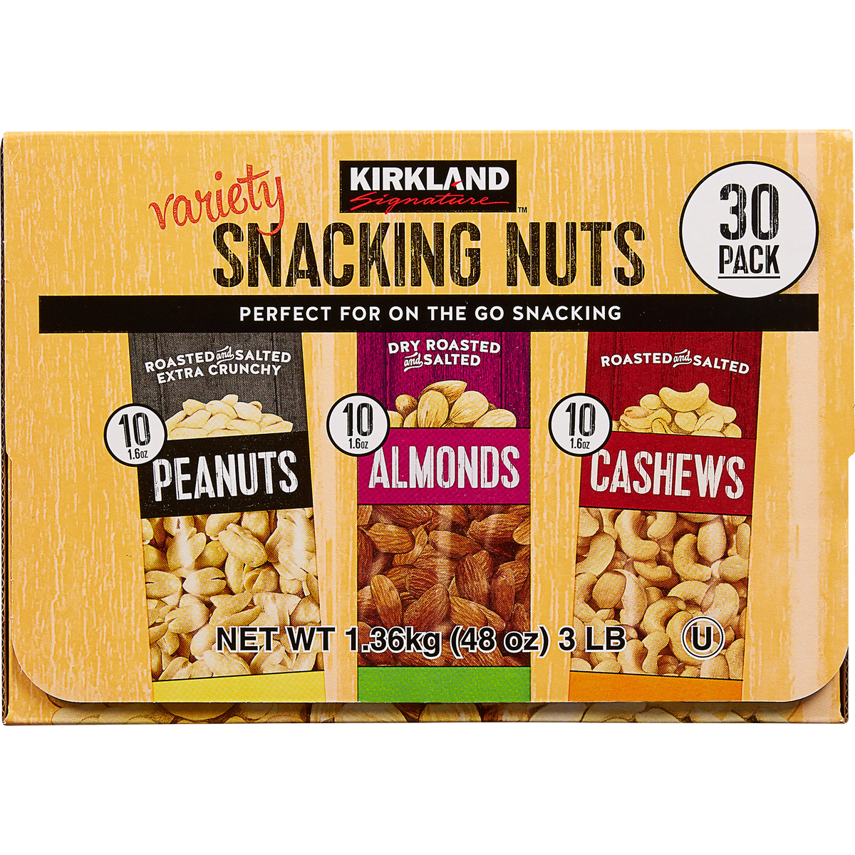 Kirkland Signature Snacking Nuts, Variety Pack, 1.6 oz, 30 ct