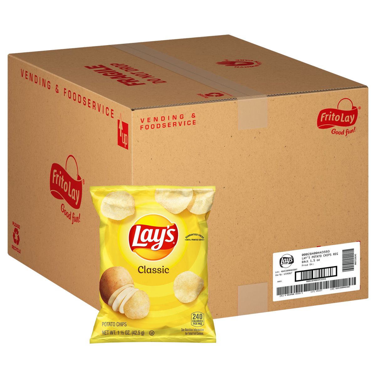 Lay's Potato Chips, Classic, 1.5 oz, 64 ct