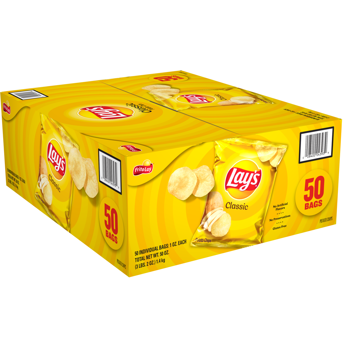 Lay's Potato Chips, Classic, 1 oz, 50 ct