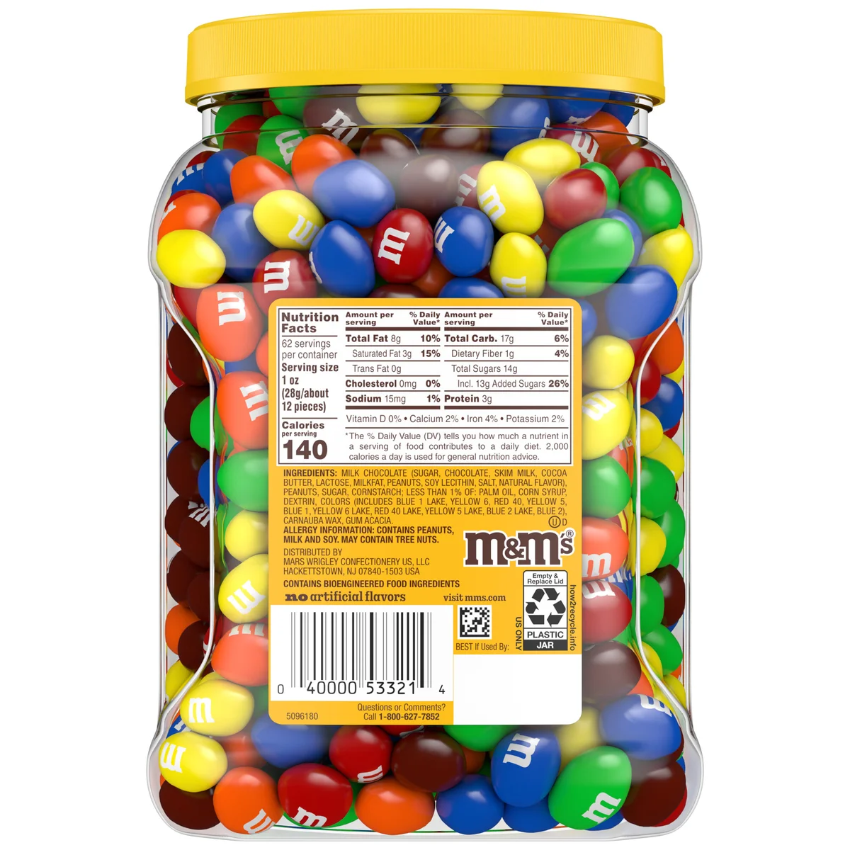 M&M'S Peanut Chocolate Candy, 62 oz