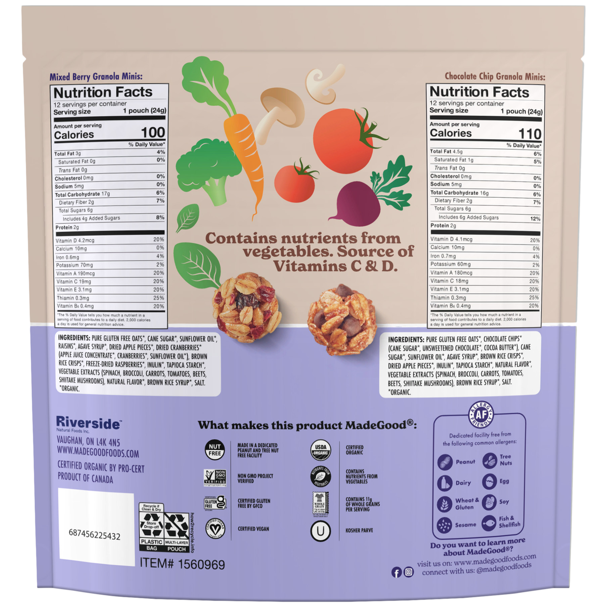 MadeGood Granola Minis, Variety Pack, 0.85 oz, 24 ct