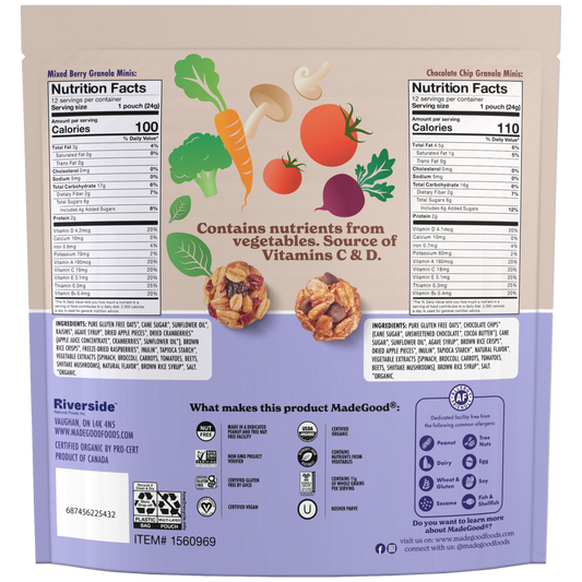MadeGood Granola Minis, Variety Pack, 0.85 oz, 24 ct