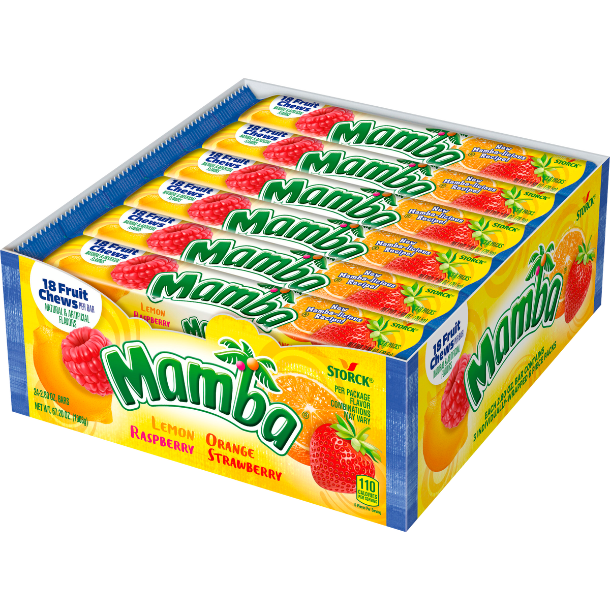 Mamba Fruit Chews, Variety Pack, 2.8 oz, 24 ct