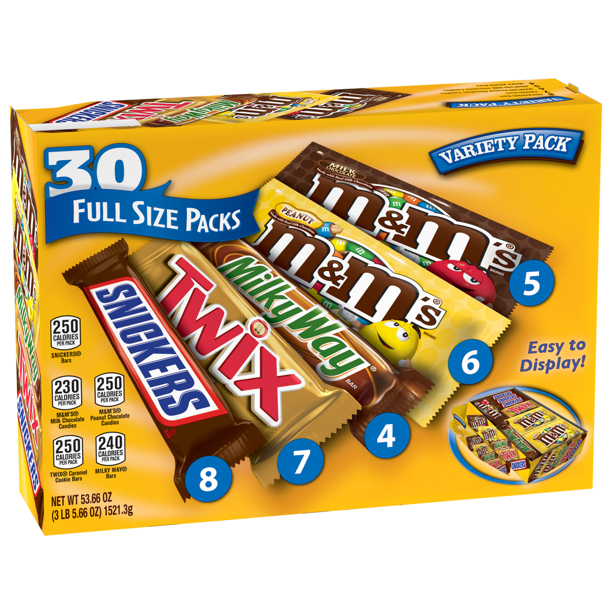 Mars Chocolate Candy Bars, Full Size, Variety Pack, 30 ct