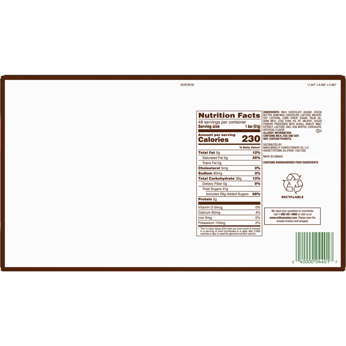 Milky Way Caramel Chocolate Candy Bar, Share Size, 3.63 oz, 24 ct