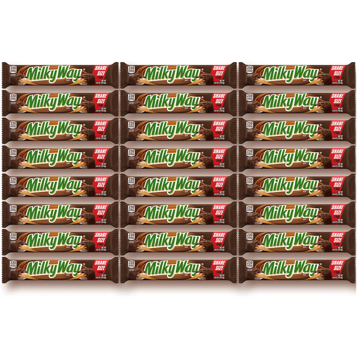 Milky Way Caramel Chocolate Candy Bar, Share Size, 3.63 oz, 24 ct