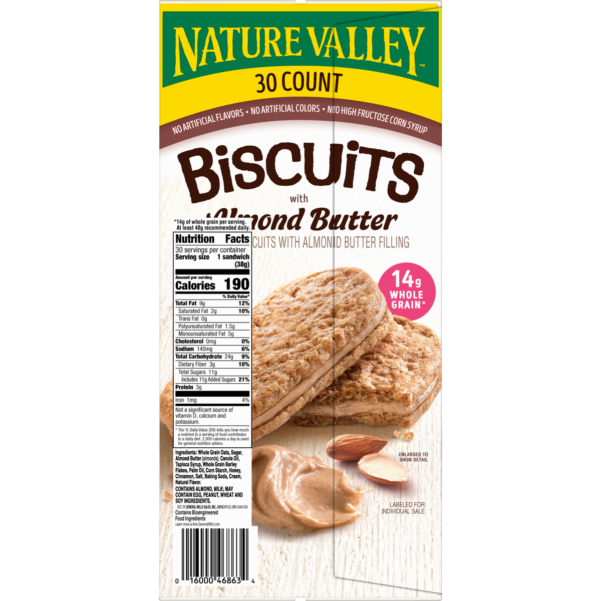 Nature Valley Biscuits with Almond Butter, 1.35 oz, 30 ct