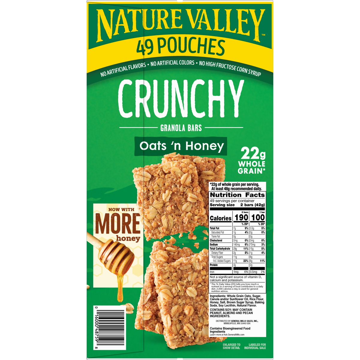 Nature Valley Crunchy Granola Bars, Oats 'n Honey, 1.49 oz, 49 ct