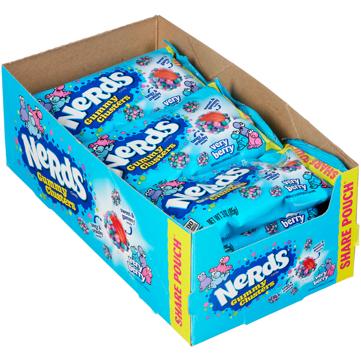 Nerds Candy Gummy Clusters, Very Berry, Share Pouch, 3 oz, 12 ct