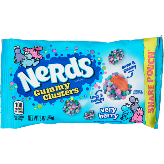 Nerds Candy Gummy Clusters, Very Berry, Share Pouch, 3 oz, 12 ct
