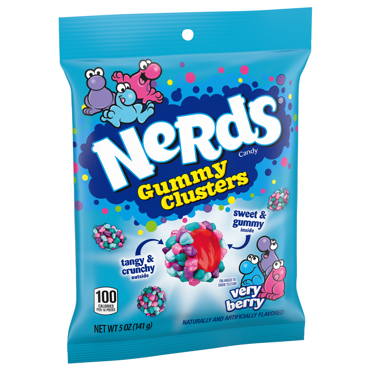 Nerds Gummy Clusters, Very Berry, 5 oz Peg Bag, 12 ct