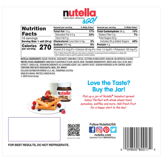 Nutella & Go Hazelnut Spread with Breadsticks, 1.8 oz, 16 ct