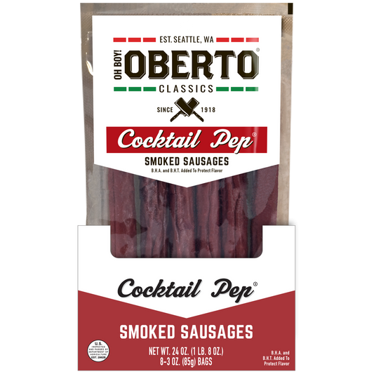 Oh Boy! Oberto Classics Smoked Sausage Sticks, Cocktail Pep, 3 oz, 8 ct