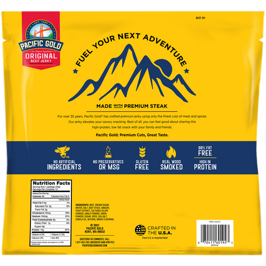 Pacific Gold Beef Jerky, Original, 1.25 oz, 12 ct
