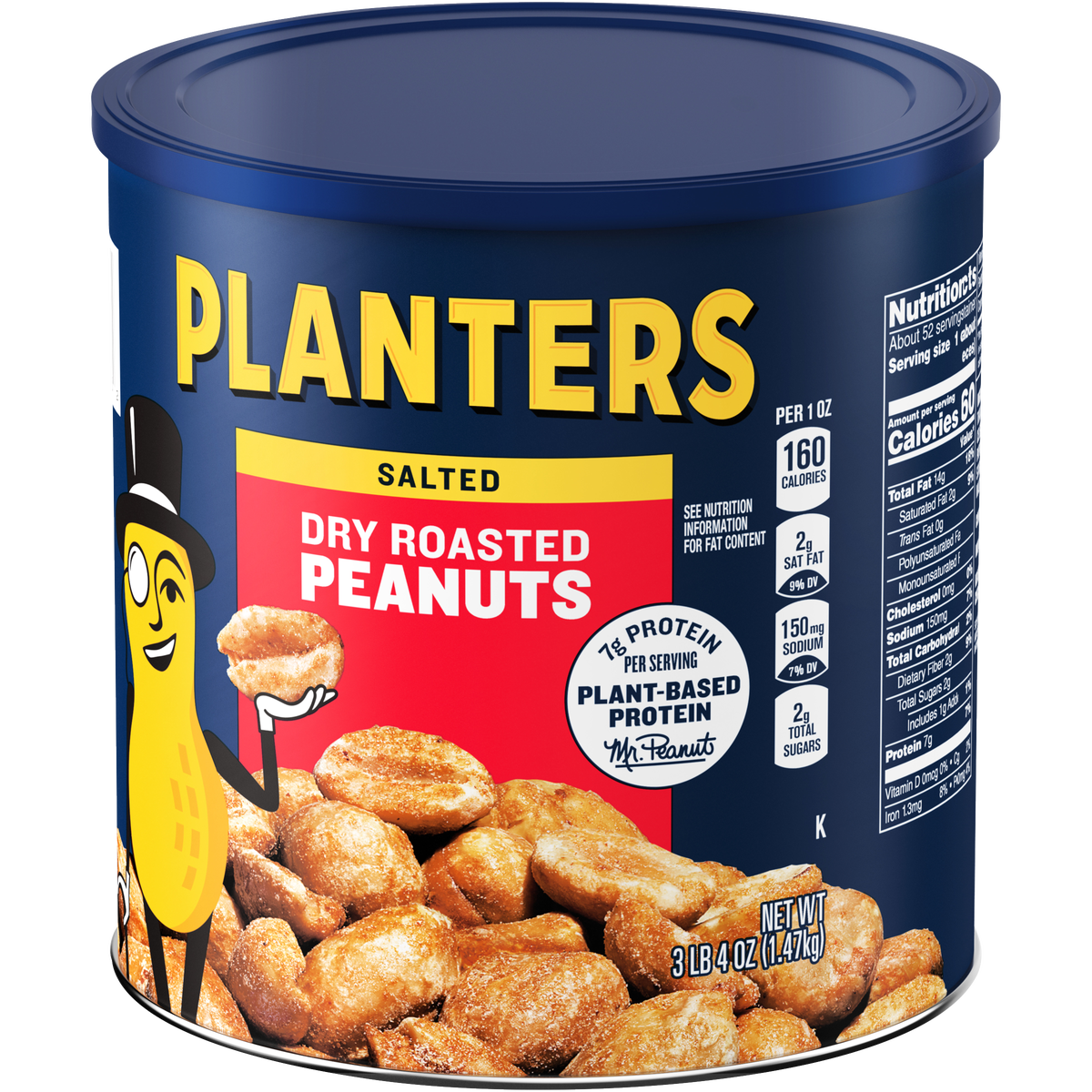 Planters Peanuts, Dry Roasted, 52 oz