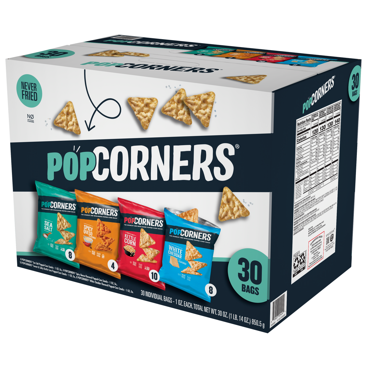 PopCorners Popped-Corn Snack, Variety Pack, 1 oz, 30 ct