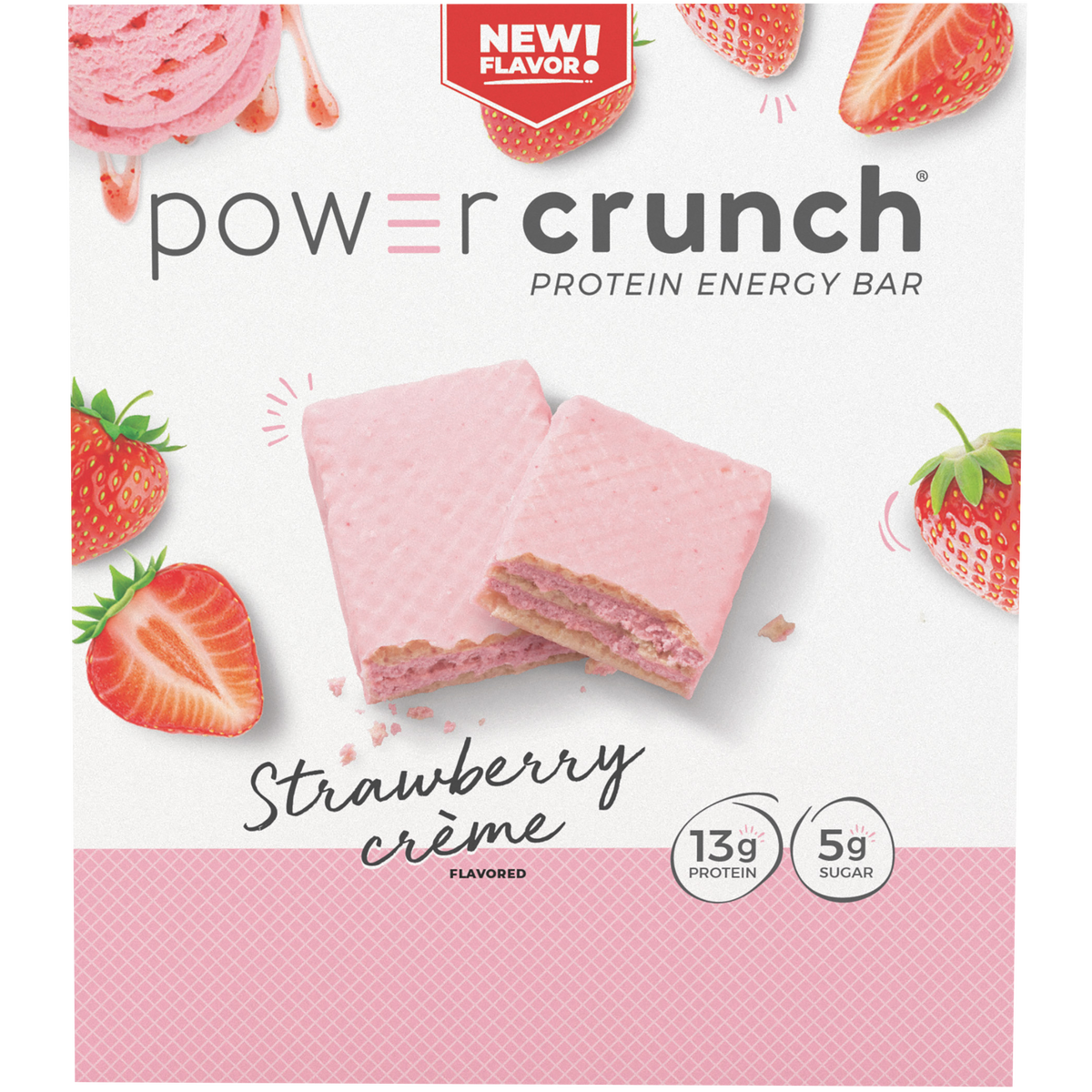 Power Crunch Protein Energy Bar, 13g Protein, Strawberry Creme, 1.4 oz, 12 ct