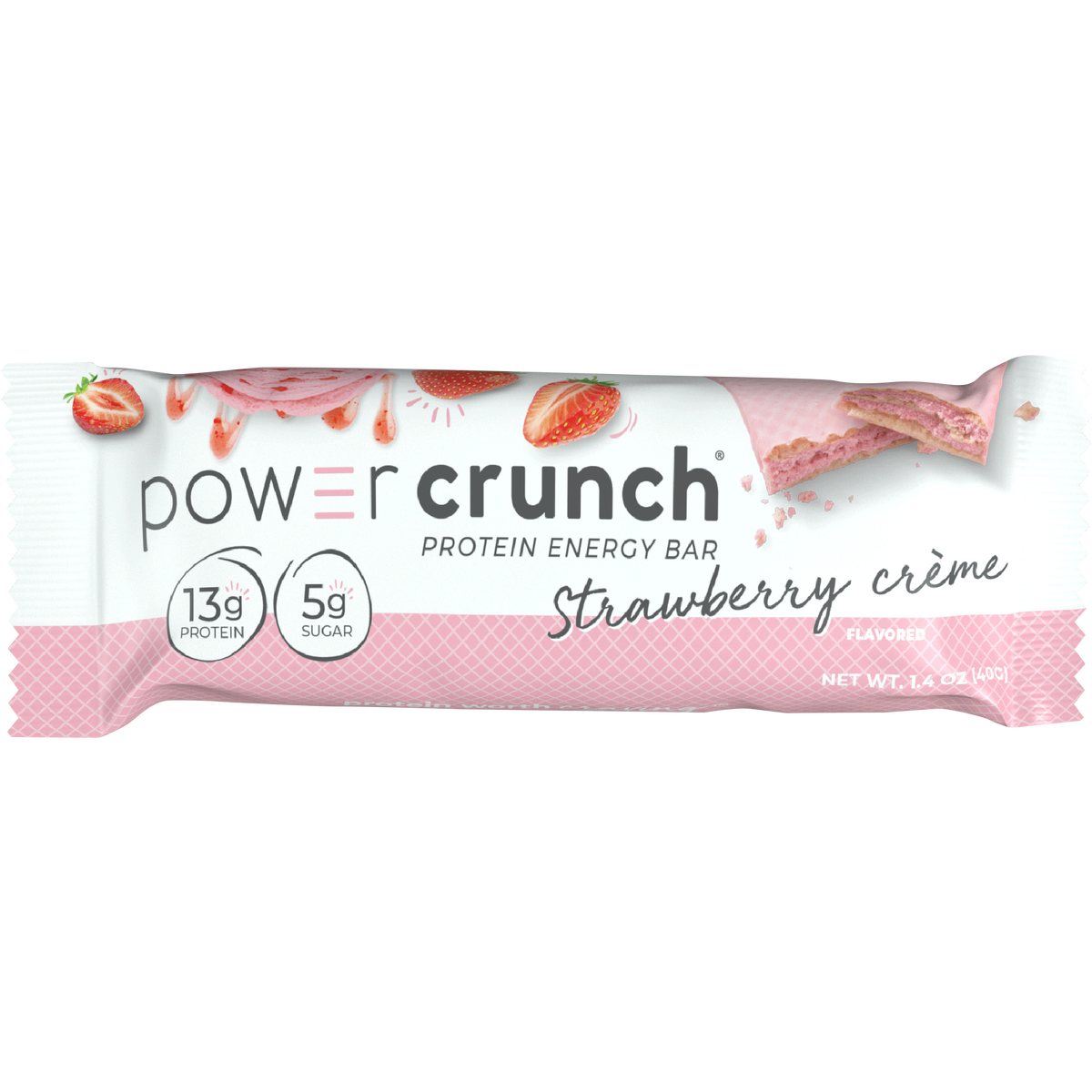 Power Crunch Protein Energy Bar, 13g Protein, Strawberry Creme, 1.4 oz, 12 ct