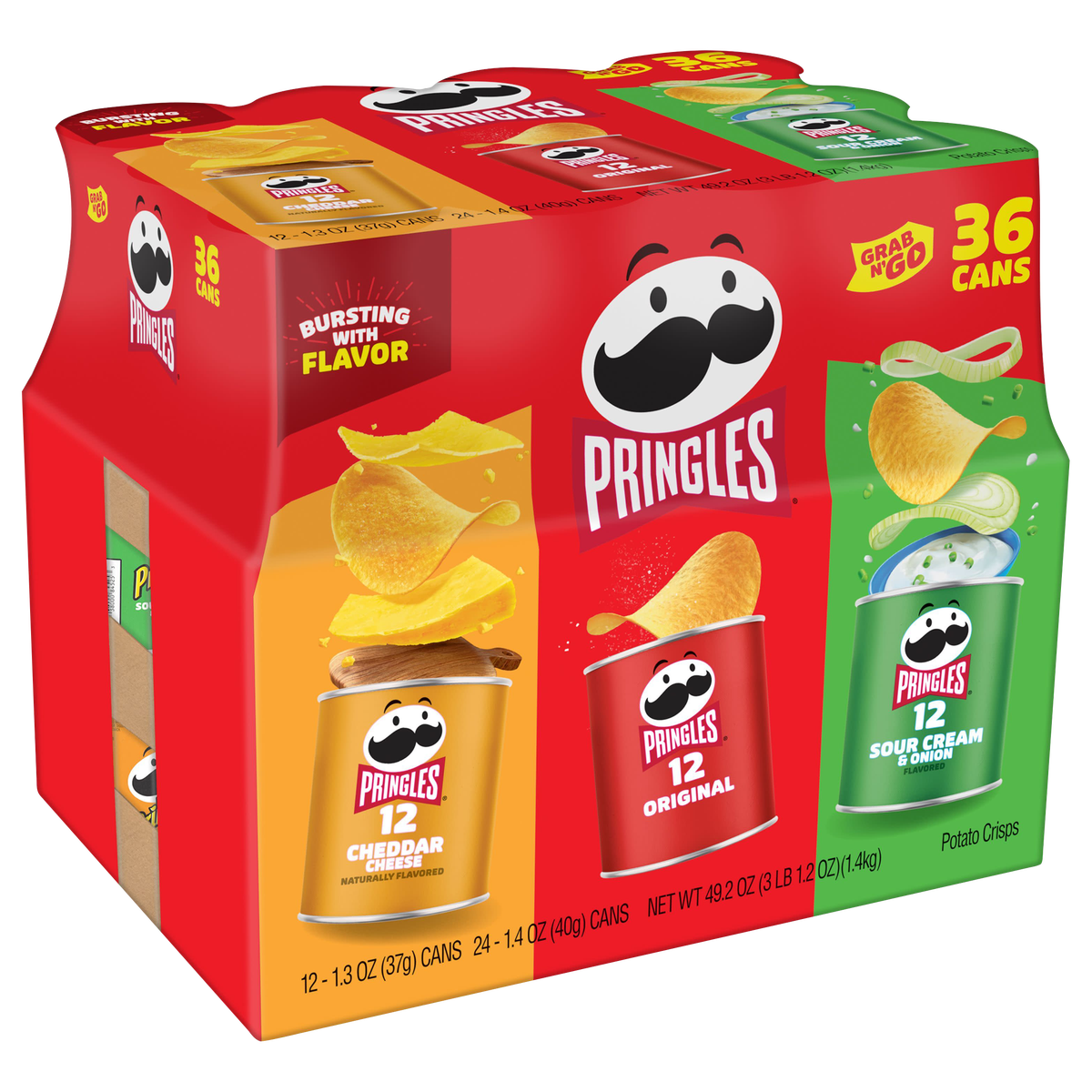 Pringles Grab & Go Potato Crisps, Variety Pack, 36 ct