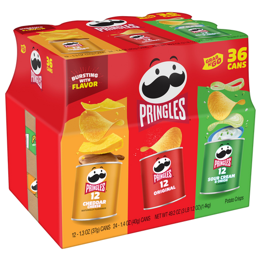 Pringles Grab & Go Potato Crisps, Variety Pack, 36 ct