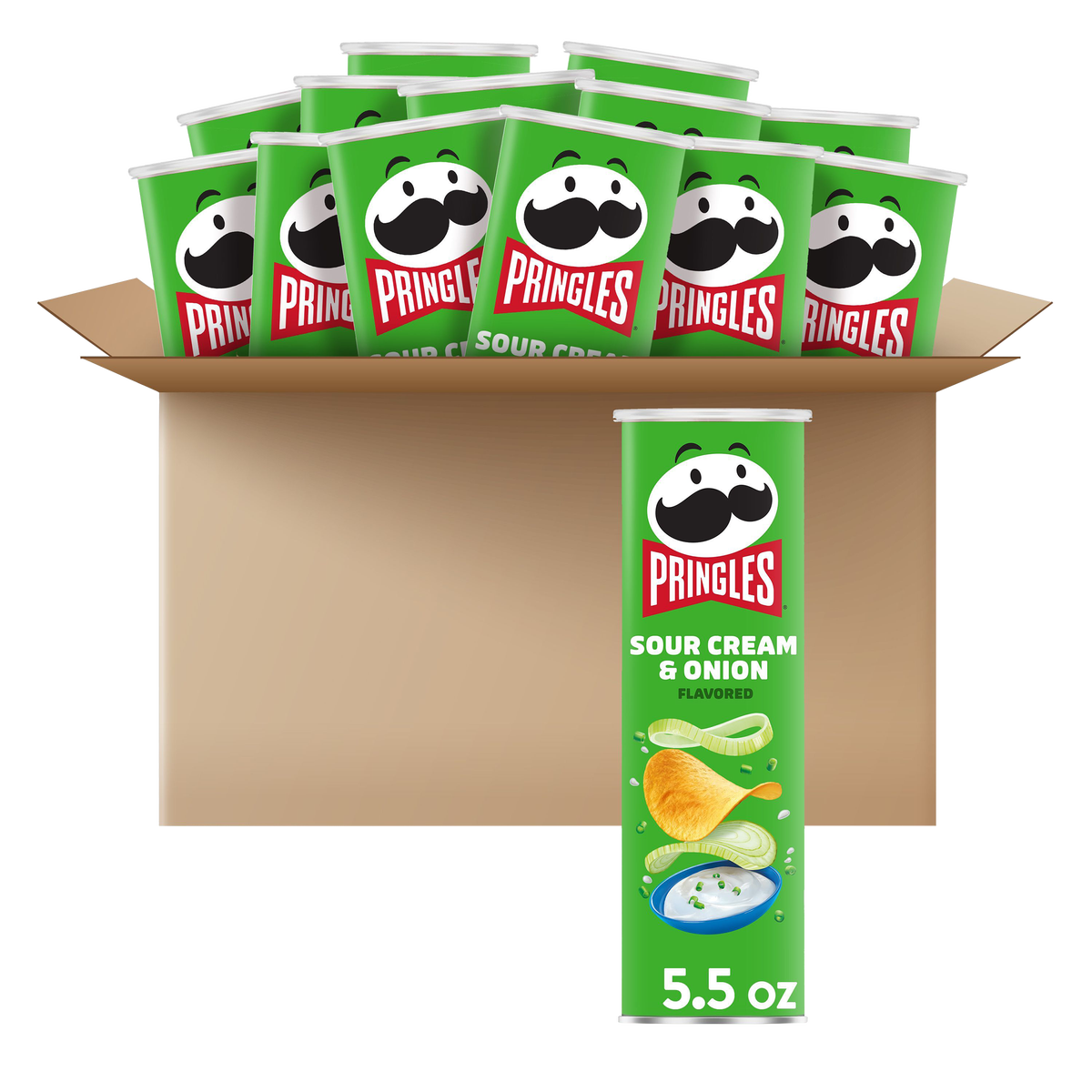 Pringles Potato Crisps, Sour Cream & Onion, 5.5 oz, 14 ct