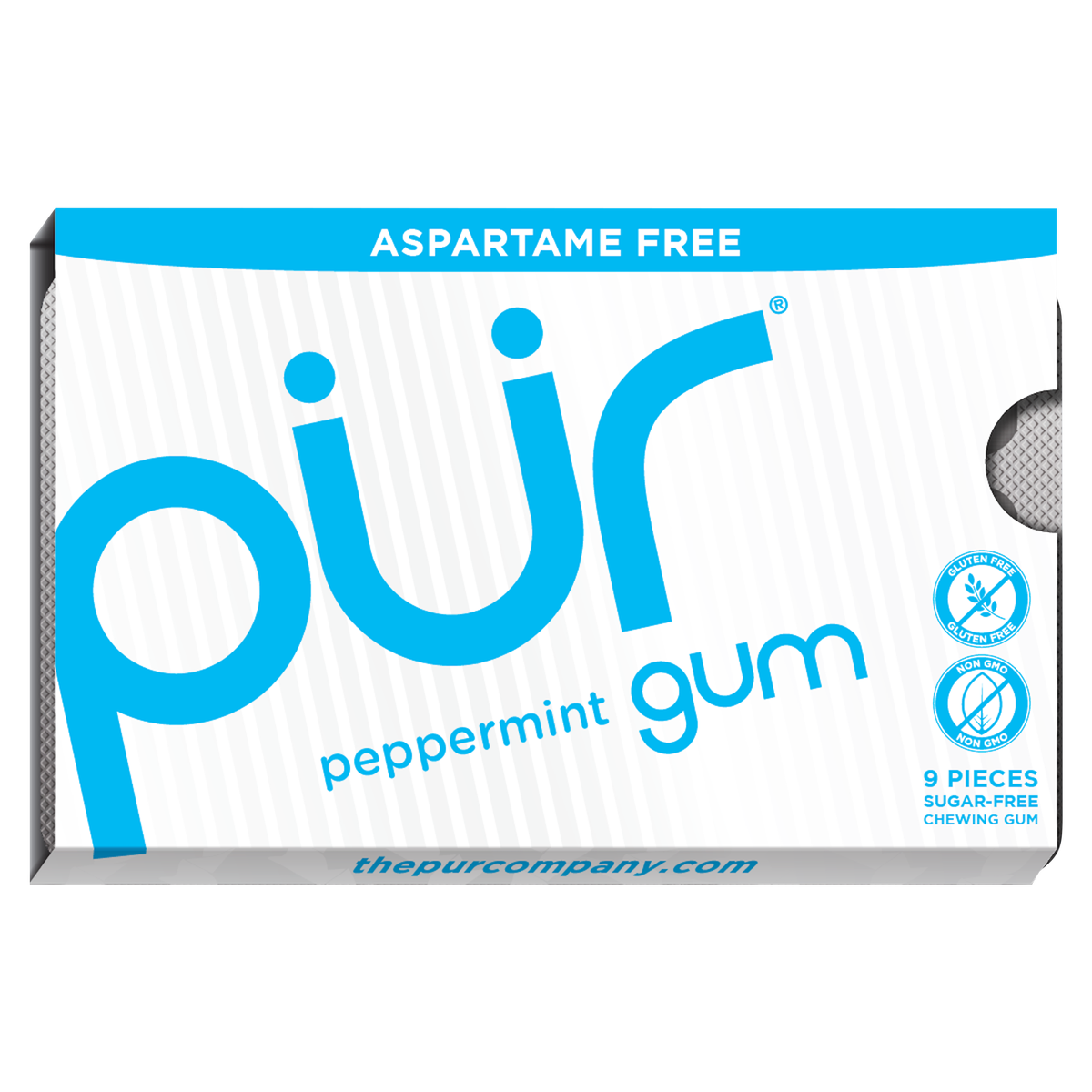 Pur Sugar Free Chewing Gum, Peppermint, 9 pieces, 12 ct
