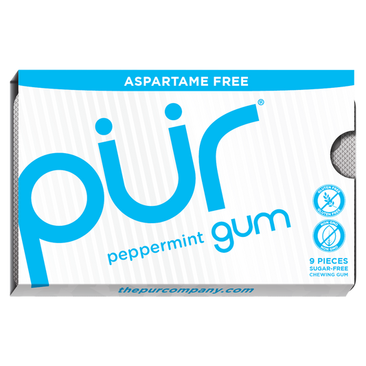 Pur Sugar Free Chewing Gum, Peppermint, 9 pieces, 12 ct
