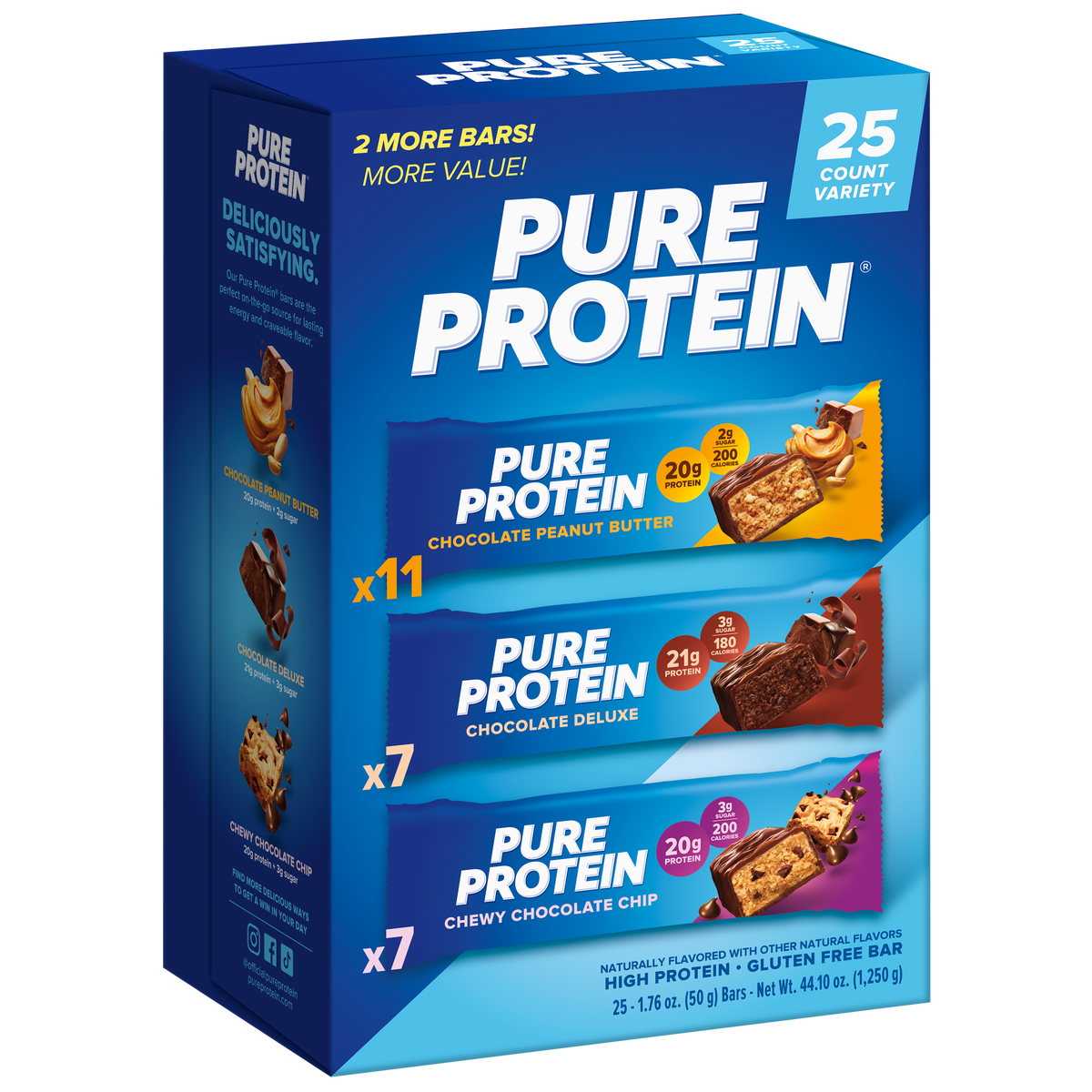 Pure Protein Bars, 20-21g Protein, Variety Pack, 1.76 oz, 25 ct