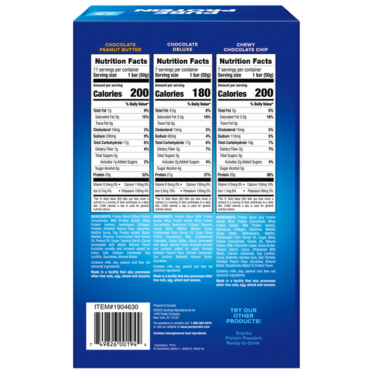 Pure Protein Bars, 20-21g Protein, Variety Pack, 1.76 oz, 25 ct