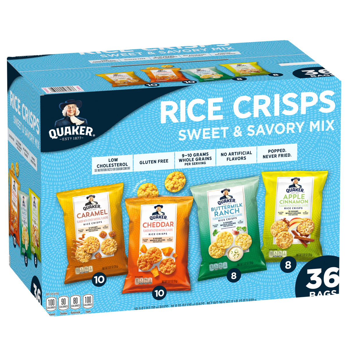 Quaker Rice Crisps, Variety Pack, 36 ct
