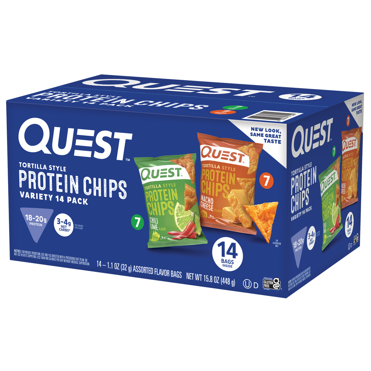 Quest Tortilla Style Protein Chips, Variety Pack, 1.1 oz, 14 ct