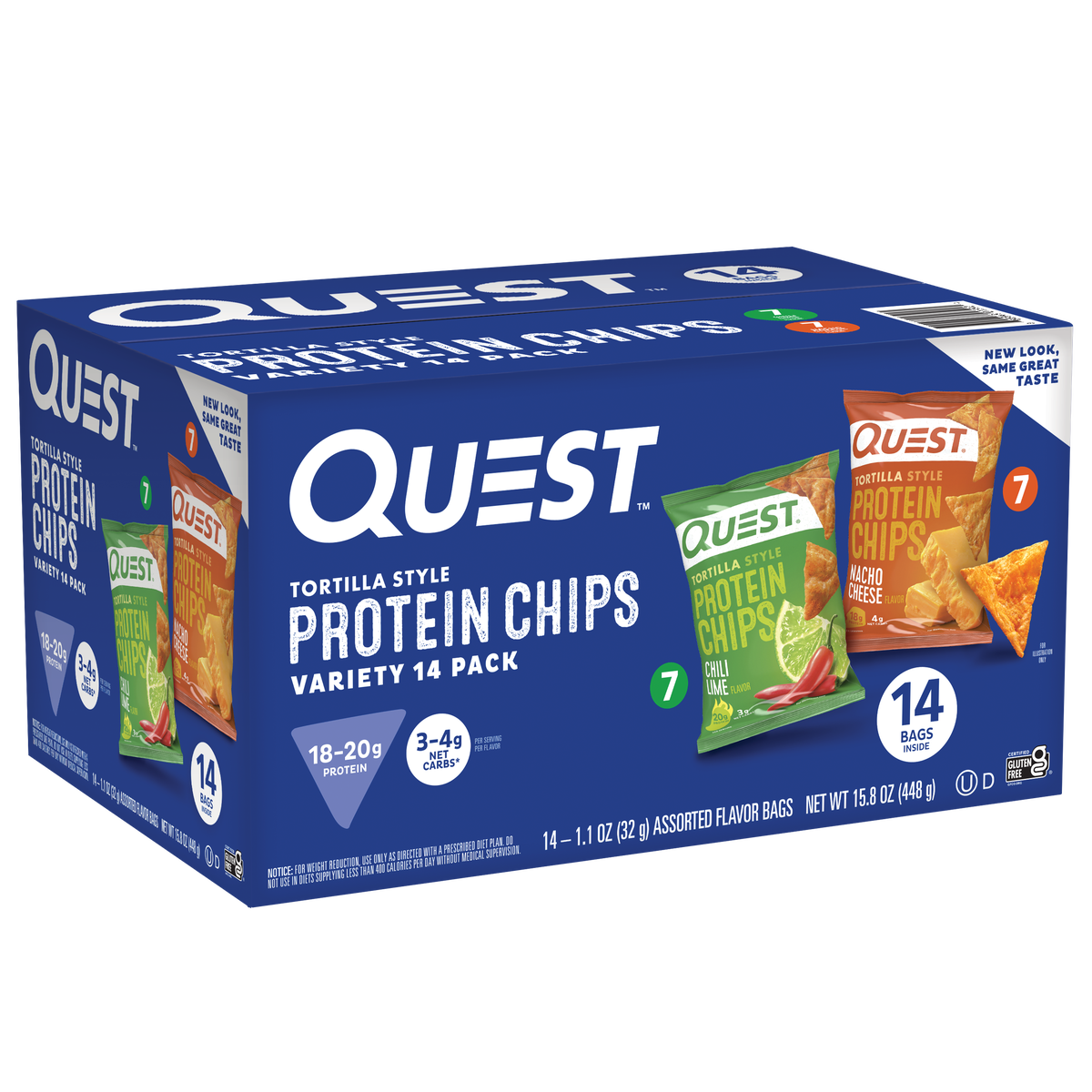 Quest Tortilla Style Protein Chips, Variety Pack, 1.1 oz, 14 ct