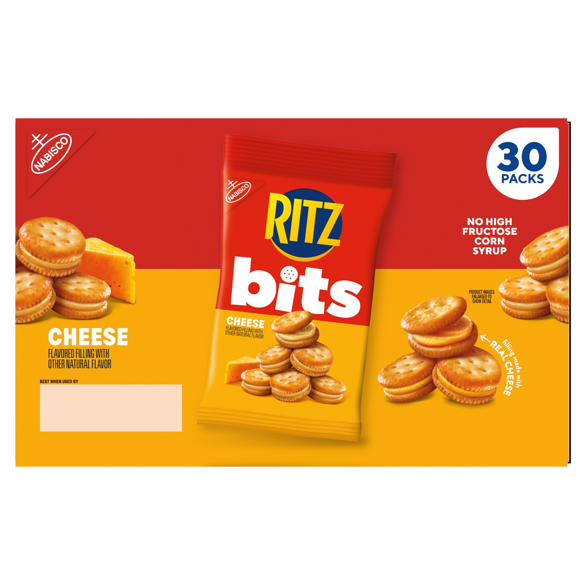 RITZ Bits Cracker Sandwiches, Cheese, 1.5 oz, 30 ct